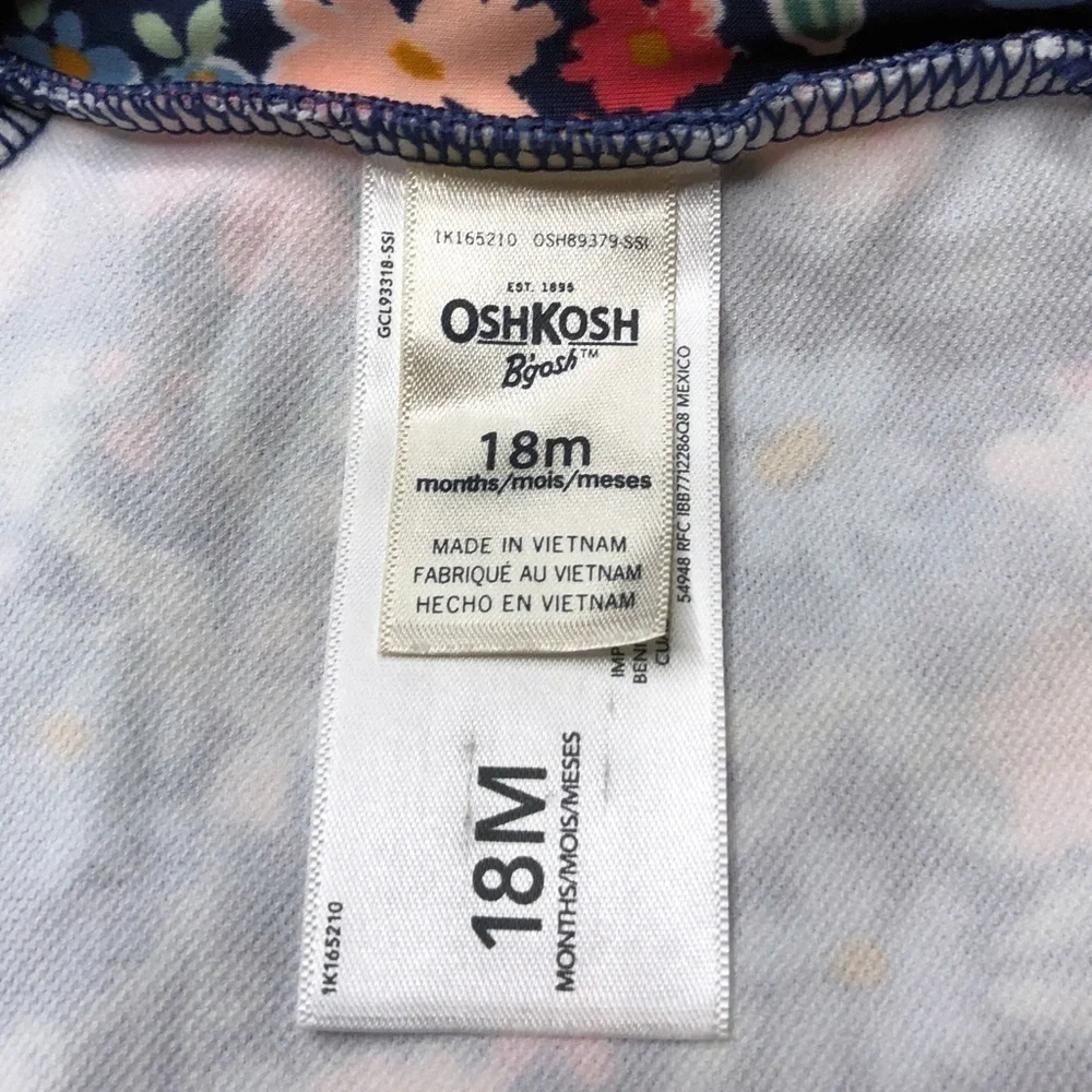 OshKosh Blue Floral Infant Long Sleeve One Piece Rashguard Size 18 Months